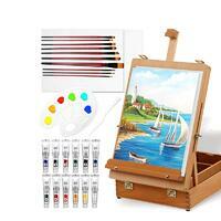 Без бренда «Набор подарочный «Две картинки» 27 предметов: этюдник 35 см из бука, краски акрил 12x12 мл, 2 холста 22x30 на мдф, 10 кистей, мастихин, палитра» в Махачкала в интернет-магазине Без бренда «Набор подарочный «Две картинки» 27 предметов: этюдник 35 см из бука, краски акрил 12x12 мл, 2 холста 22x30 на мдф, 10 кистей, мастихин, палитра» в Махачкала