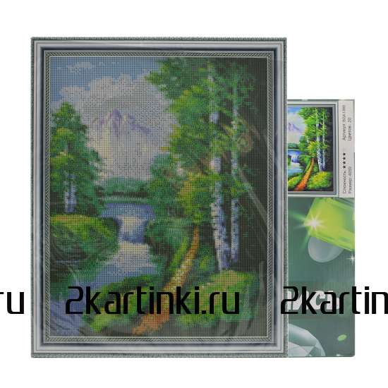 Алмазная мозаика 40x50 Пейзаж у озера с осенними красками