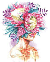 Без бренда «Портрет девушка с оригинальными цветами на голове» в Махачкала