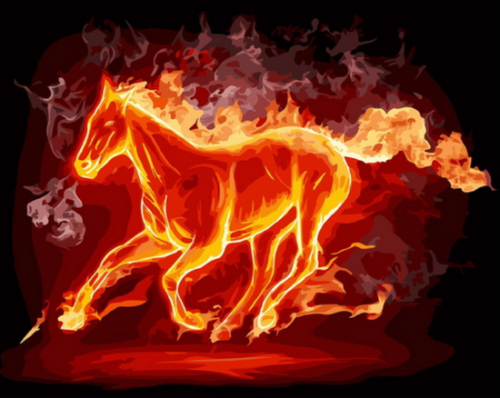 Картина по номерам 40x50 Огненная лошадь