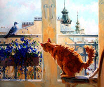 Рыжий кот у окна