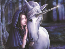 Девушка в капюшоне и единорог