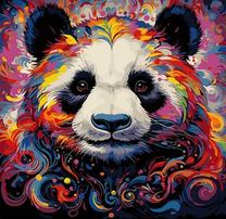 Панда на ярком фоне