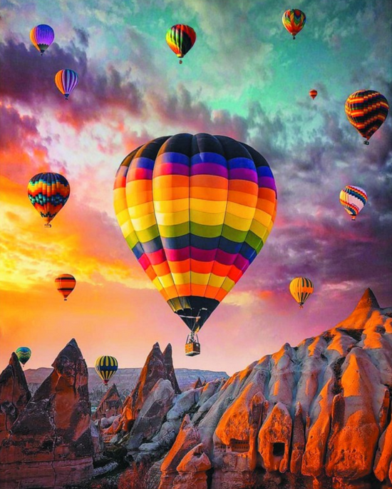 Мозаика 40x50 без подрамника Разноцветные воздушные шары над Каппадокией