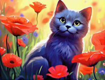 Без бренда «Серый котик и маки» в Махачкала в интернет-магазине  Без бренда «Серый котик и маки» в Махачкала