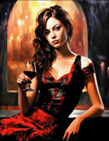 Без бренда «Обворожительная брюнетка с бокалом красного вина» в Махачкала