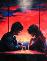 Без бренда «Влюблённая пара в кафе на закате солнца» в Махачкала