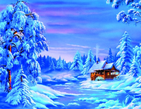 Без бренда «Заснеженный деревянный домик у реки» в Махачкала в интернет-магазине Без бренда «Заснеженный деревянный домик у реки» в Махачкала