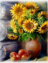 Без бренда «Кувшин с подсолнухами и корзинка с яблоками» в Махачкала