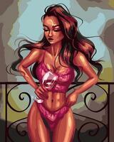 Без бренда «Девушка в нижнем белье с бокалом вина» в Махачкала